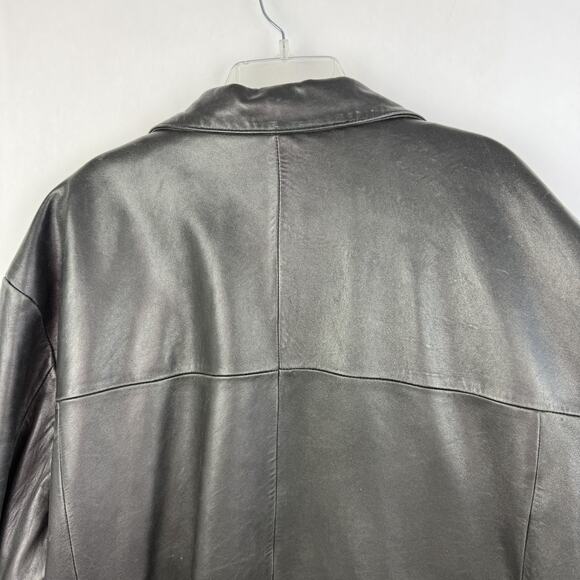 Wilsons Leather Pelle Studio Black Long Sleeve Button Front Coat Mens Sz 3XLT - Picture 9 of 16